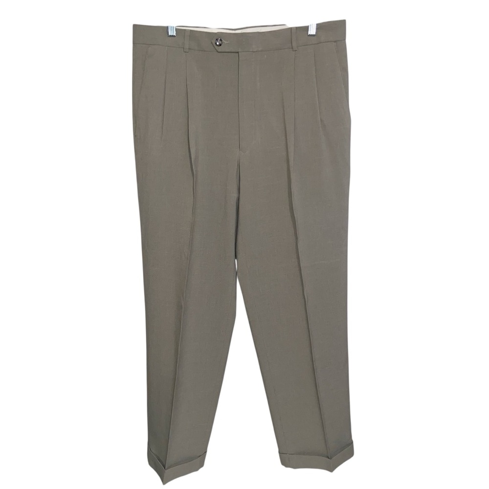 Emanuel Ungaro Pants Mens 36X30 Chinos Dress Pants Business Cuffed Vintage Tan